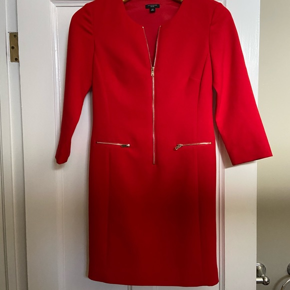 Ann Taylor fitted red sheath zipped dress size 0P - Picture 1 of 5